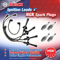 4 x NGK Spark Plugs + Bosch Ignition Leads Kit for Toyota Celica TA22R TA22 1.6L