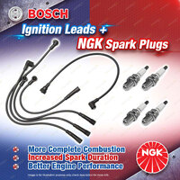 4 x NGK Spark Plugs + Bosch Ignition Leads Kit for Toyota Celica RA60R RA60