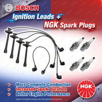 4 x NGK Spark Plugs + Bosch Ignition Leads Kit for Toyota Celica ST202 96-99