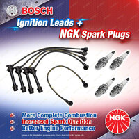 4 x NGK Spark Plugs + Bosch Ignition Leads Kit for Toyota Corolla AE82 MR2 AW11