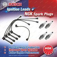 4 x NGK Spark Plugs + Bosch Ignition Leads Kit for Toyota Celica ST162R ST162