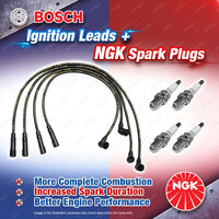 4 x NGK Spark Plugs + Bosch Leads Kit for Toyota Hiace RZH103 RZH113 RZH125 LPG