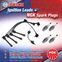 4 x NGK Spark Plugs + Bosch Leads Kit for Toyota Estima Tarago TCR10 TCR20 TCR21