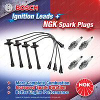 4 x NGK Spark Plugs + Bosch Ignition Leads Kit for Toyota RAV4 SXA10C 2.0L 100KW