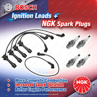 4 x NGK Spark Plugs + Bosch Ignition Leads Kit for Toyota Corolla AE93R AE93