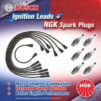 6x NGK Spark Plugs + Bosch Ignition Leads for Toyota Cressida MX32 MX36 Crown MS