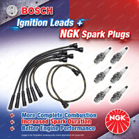 6 NGK Spark Plugs + Bosch Leads for Toyota Landcruiser FJ 40 45 60 70 75 80 LPG