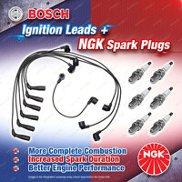 6 x NGK Spark Plugs + Bosch Ignition Leads Kit for Toyota 4 Runner Hilux VZN130