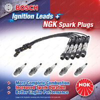 5 x NGK Spark Plugs + Bosch Ignition Leads Kit for Volkswagen Bora TYPE 4 1J