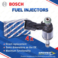 4 x Bosch Fuel Injectors for Jaguar XF X250 Petrol 2.0L 177kW 204PT 2012-2015