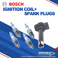 Bosch 4 Spark Plugs+Ignition Coil for Audi A4 B8 8K A5 8T 8F S3 8P TTS 1.8L 2.0L