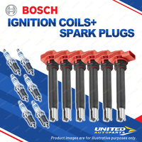 Bosch 6 Spark Plugs+6 Ignition Coils for Audi A4 B8 A5 8T A6 C7 A7 Q5 Q7 S4 S5