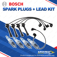 Bosch 4 Spark Plug+Lead Kit for Toyota Corolla AE101R AE111R Sprinter 1.6L I4