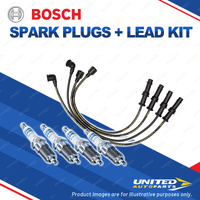 Bosch 4 Spark Plugs+Lead Kit for Subaru Impreza GC GC8 GF GF8 Legacy BD BG 2.0L