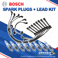 Bosch 8 Spark Plug+Lead Kit for Toyota Hiace UZH132R Soarer UZZ30R UZZ31R UZZ32R