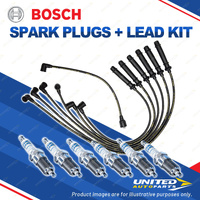 Bosch 6 Spark Plugs+Lead Kit for Nissan Skyline R31 HR31 2.0L I6 24V