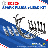 Bosch 3 Spark Plugs+Lead Kit for Mitsubishi Magna TE TF TH 3.0L V6 140KW 96-00