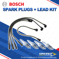 Bosch 4 Spark Plugs+Lead Kit for Mazda 121 DB DB3P DB5P DW DW3W DW5W I4