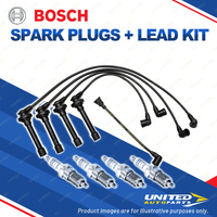 Bosch 4 Spark Plugs+Lead Kit for Nissan NX B13 Pulsar N15 Sentra N14 1.6L 90-00