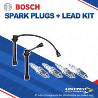 Bosch 4 Spark Plug+Lead Kit for Suzuki Jimny JB43W SN413 Liana RH416 RH418 I4