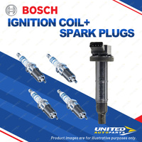 Bosch 4 Spark Plug+Ignition Coil for Toyota Camry ACV36R 2.4L 2AZFE I4 16V 02-06