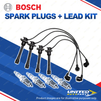 Bosch 4 Spark Plug+Lead Kit for Toyota Corolla AE102R AE96R AE112R Starlet EP91R