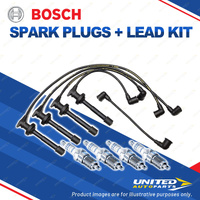 Bosch 4 Spark Plug+Lead Kit for Nissan Avenir Bluebird NXR Presea Primera Pulsar