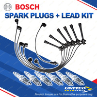 Bosch 6 Spark Plugs+Lead Kit for Toyota Landcruiser FZJ80R 4.5L I6 158KW 92-98