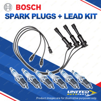 Bosch 6 Spark Plugs+Lead Kit for Mitsubishi Pajero NJ NJ8#45 NKV45 3.5L V6 93-97