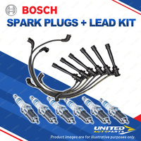 Bosch 6 Spark Plugs+Lead Kit for Hyundai Sonata EF-B Tiburon GK Trajet FO V6