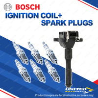 Bosch 6 Spark Plugs+Ignition Coil for BMW 323i 328i 523i 528i Z3 E36 E39 I6