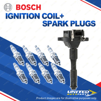 Bosch 8 Spark Plugs+Ignition Coil for BMW 535i E39 735i 735iL E38 3.5L V8 96-03