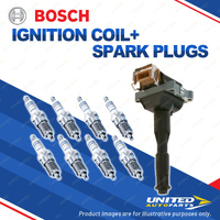 Bosch 8 Spark Plugs+Ignition Coil for BMW 530i 540i E34 730i 730iL E32 E38 V8