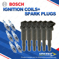 Bosch 6 Spark Plugs+6 Ignition Coils for BMW 125i E88 X5 E70 Z4 E89 3.0L 2.5L I6