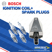 Bosch 4 Spark Plugs+Ignition Coil for Mercedes Benz C180 E220 E220C E220CA E220T