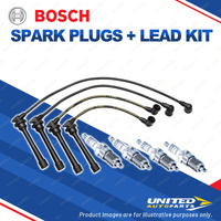 Bosch 4 Spark Plugs+Lead Kit for Hyundai Tucson JM Elantra Coupe Lantra Tiburon