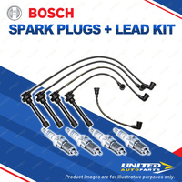 Bosch 4 Spark Plug+Lead Kit for Mitsubishi Triton MK K65 Express Starwagon SJ WA