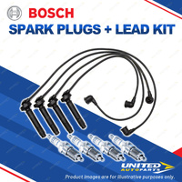 Bosch 4 Spark Plugs+Lead Kit for Subaru Forester SG SG9 2.5L F4 112KW 02-05