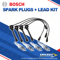 Bosch 4 Spark Plugs+Lead Kit for Mitsubishi Triton ML MN KA5 Express SJ 2.4L I4