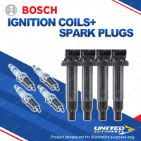 Bosch 4 Spark Plugs+4 Ignition Coils for Toyota Prius NHW11R 1.5L I4 53W 01-03