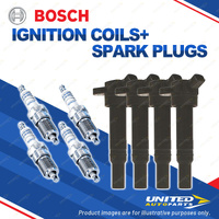 Bosch 4 Spark Plugs+4 Ignition Coils for Hyundai iX35 LM JT81B 2.0L I4 10-13