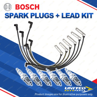 Bosch 6 Spark Plugs+Lead Kit for Holden Statesman WH 3.8L V6 171KW 00-01