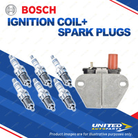 Bosch 6 Spark Plugs+Ignition Coil for Mercedes Benz 190E 260E 300E 300SE I6