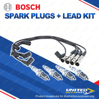 Bosch 4 Spark Plugs+Lead Kit for Mercedes Benz 230E W123 W124 230TE S123 2.3L I4