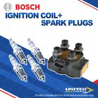 Bosch 4 Spark Plugs+Ignition Coil for Ford Mondeo HA HB HC HD HE 2.0L I4 94-98