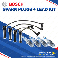 Bosch 4 Spark Plug+Lead Kit for Ford Focus LR AXXGC AXXWP BXXGC FXXWP 1.8L I4