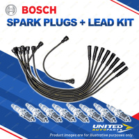 Bosch 8 Spark Plugs+Lead Kit for Holden Torana LH LX Utility HJ HX Statesman HJ