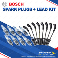 Bosch 8 Spark Plug+Lead Kit for Holden Commodore VT VU VX VZ Adventra Calais V8