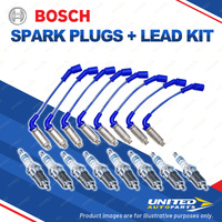 Bosch 8 Spark Plugs+Lead Kit for Holden Commodore VE VF VZ Calais 6.0L V8