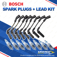 Bosch 8 Spark Plugs+Lead Kit for Holden Calais VE Statesman WM 6.0L V8 260KW